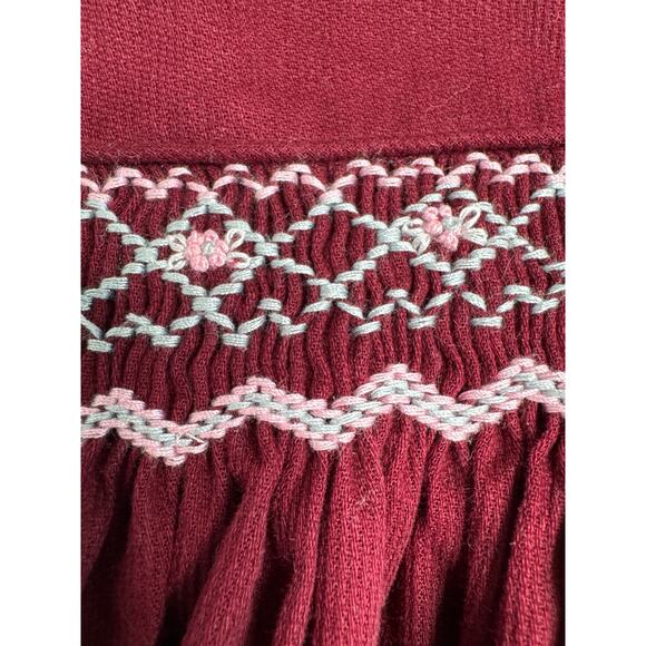 Edgehill Collection Burgundy Smocked Baby Dress hoilday formal – 9M Cotton - Picture 4 of 10